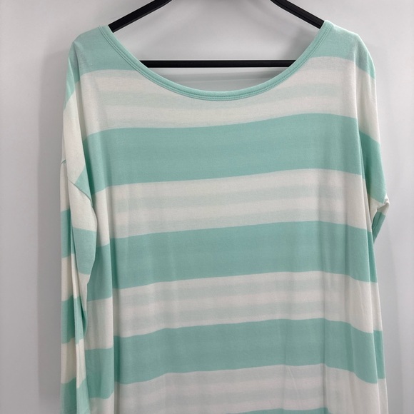 Garnet Hill Top Women’s Aqua Blue Stripe Layered Scoop Neck Beachy Boho size xs - Picture 6 of 15